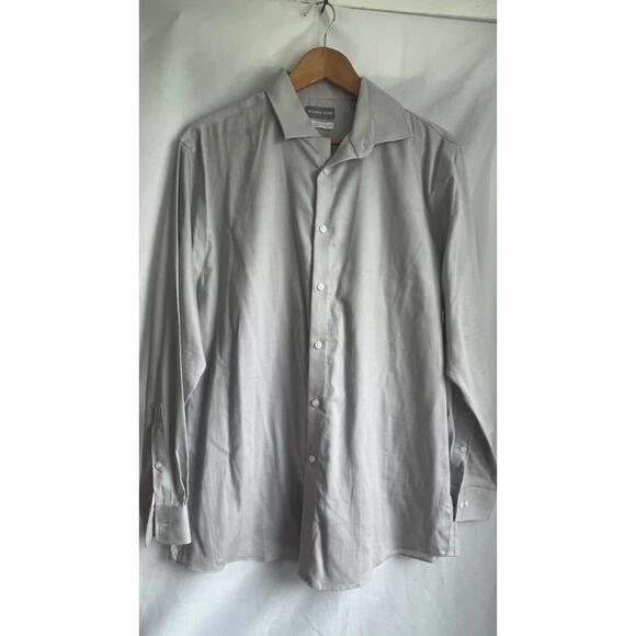 Michael Kors Men’s Dress Shirt Size L 16.5 32/33 Gray Wrinkle Free Long Sleeve - Picture 6 of 9